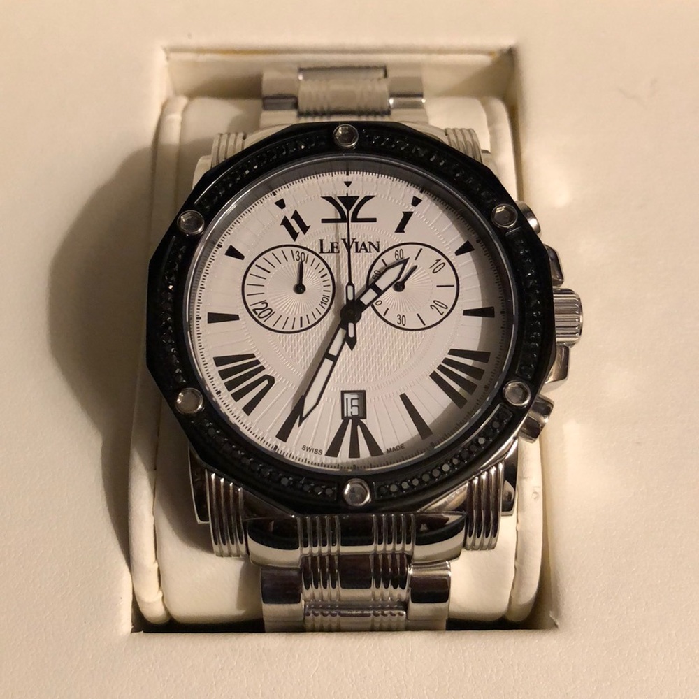 LeVian Men’s Watch w/ Black Diamonds 1/2 cts.